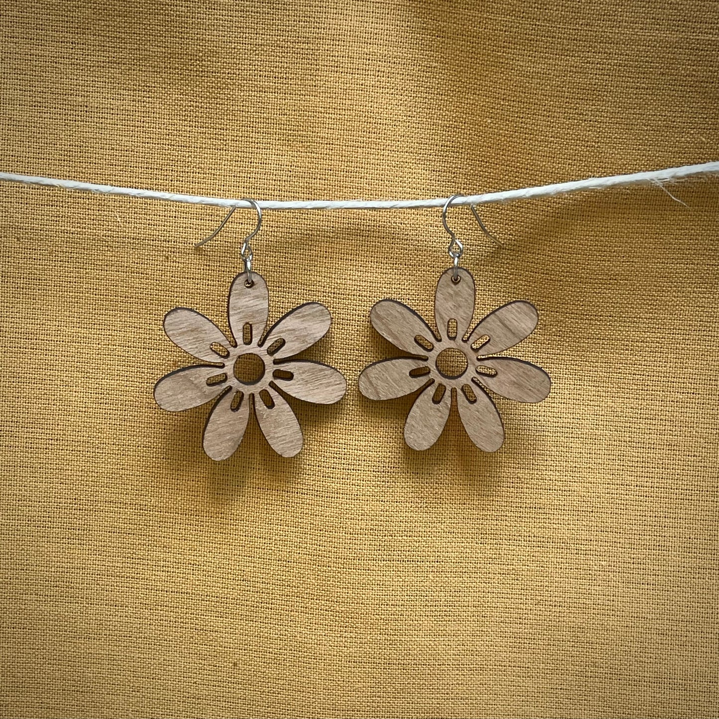 Wooden Daisy Earrings